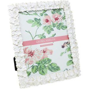 8x10 White & Gold Flower Textured Hand-Crafted Resin Picture Frame w/ Easel&Hook